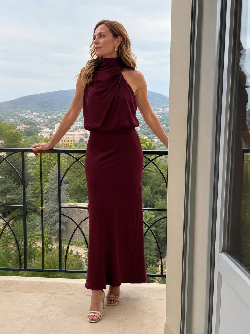 Νόπαλ | Αμάνικο Midi-Φόρεμα με Ντραπέ Λαιμό